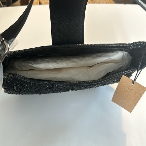 STEVE MADDEN BLACK Rhinestone Embellished Shoulder Bag - Picture 6 of 8